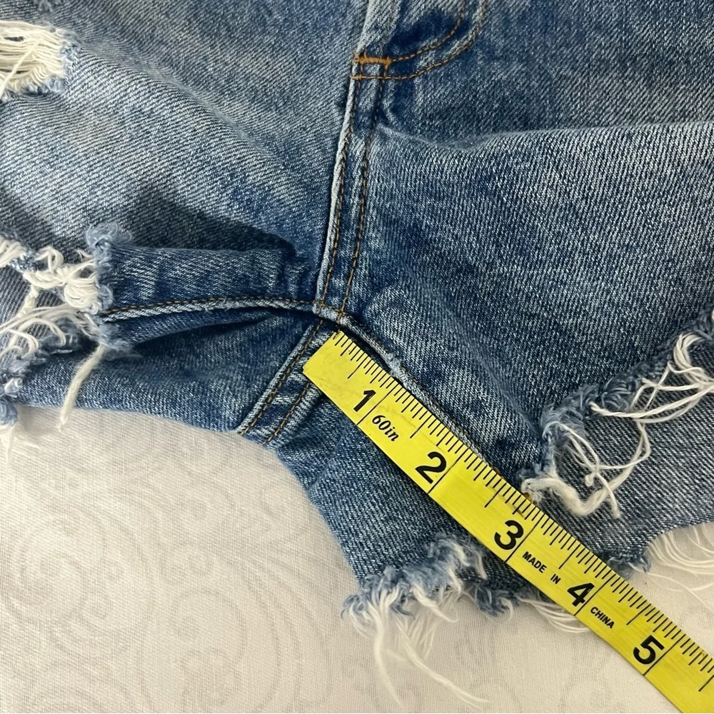 Aritzia Denim Forum Organic Cotton The Ex Boyfriend Distressed Button Shorts 25